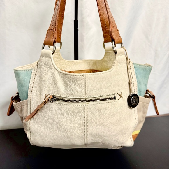 The Sak Handbags - The Sak Multi-Color Soft Leather Shoulder Bag Baby Blue, Cream, Yellow, Brown